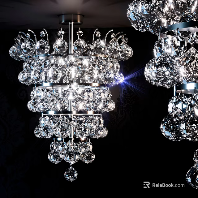 Sparkling Crystal Chandelier With Multi Layered Design And Glittering Decorative Elements 3d model 