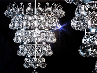 Sparkling Crystal Chandelier With Multi Layered Design And Glittering Decorative Elements 3d model