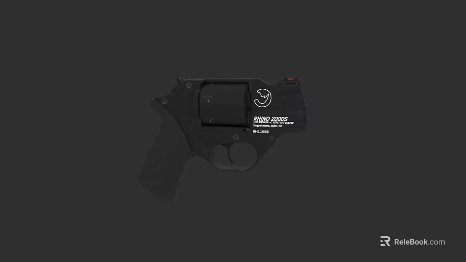 Black Ruger LCR Revolver With Compact Design And Logo On Body 3d model 