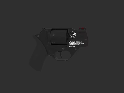 Black Ruger LCR Revolver With Compact Design And Logo On Body 3d model