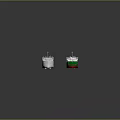 3D Model Design of Cargo Ships With White Green Red Hull and Long Deck