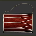 Red Household Decorative Drum With White Surface Wooden Frame And White Binding Ropes