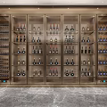 Modern Luxury Wine Cabinet With Metal Frame Glass Doors And Organized Wine Bottles