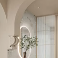 French cream antique arc partition plaster modeling dry and wet separation sanitary area dry area 3d model