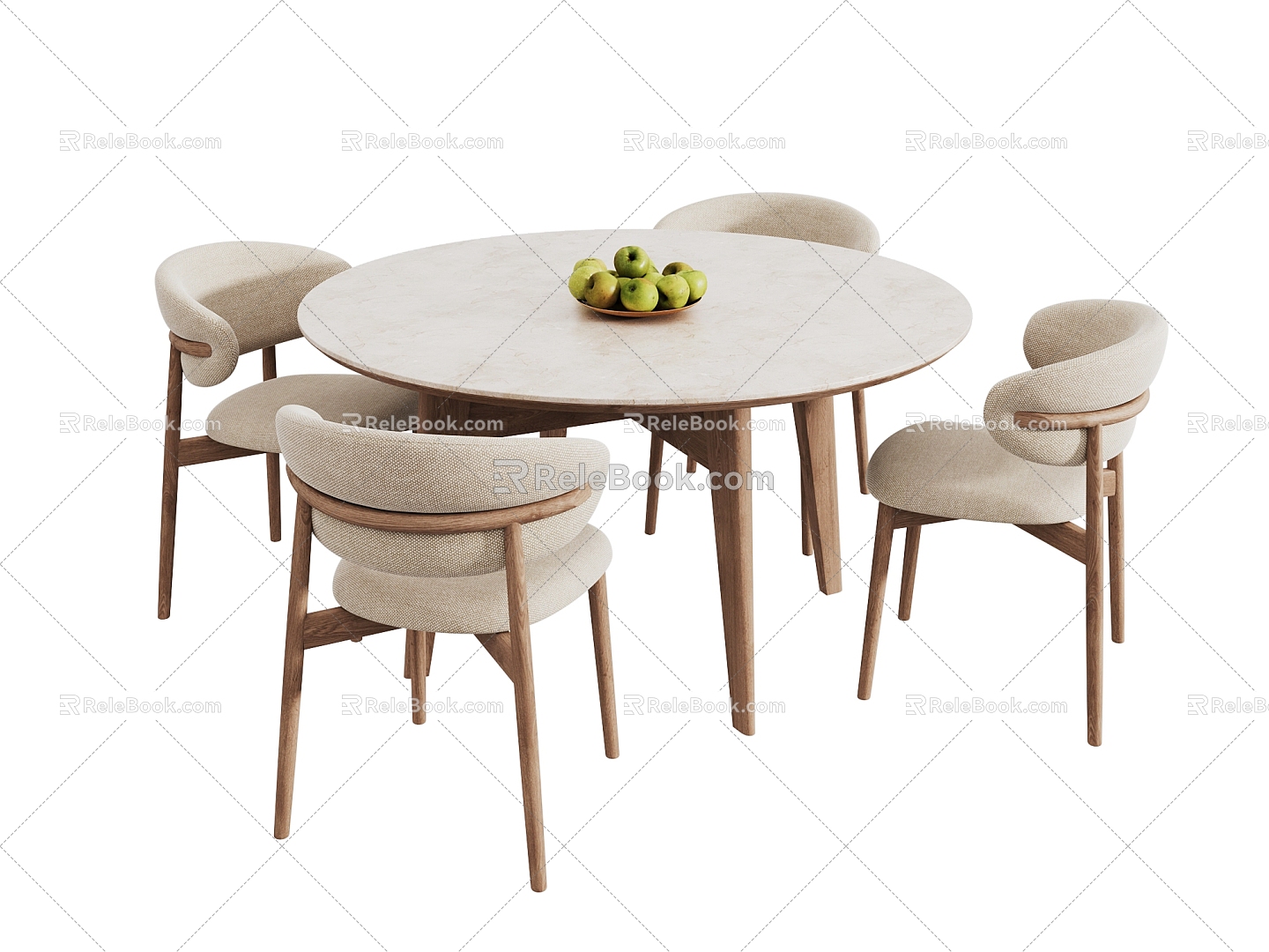 Quiet Style Dining Table and Chair Combination Dining Table Dining Chair Round Table Marble Dining Table 3d model