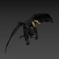 Game and Movie Demon Character with Bat Wings Horns Red Eyes and Dark Skin