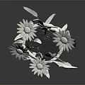 Paper Crafted Plants in White Mug With Daisies Leaves and Bird Design