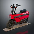 Small Red Vintage Tetracycle With Black Seat Classic Handlebars And Engine