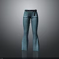 Stylish High Waist Blue Flare Pants With Belt For Casual Fashion Wear