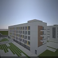 Modern School Buildings Featuring White And Wooden Exterior With Trees And Cars On Street