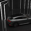 Car Showroom Display With Gray Sports Car And Illuminated Decorative Lights