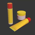 Yellow and Red Lid Daily Life Products with Cylindrical Containers and Rectangular Tubes