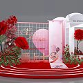 Romantic Check-in Photo Spot With Red Roses Heart Decor Pink Backdrop And Telephone Booth