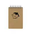 Brown Cover Spiral Bound Notebook With Cute Whale Illustration Design 3d model