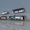 Modern Train Station Platform With Digital Billboards And Waiting Areas 3d model
