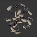 Scattered Sunflower Seeds On Black Background With Natural Texture And Arrangement