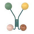 Green Metal Decorative Hook Featuring Green Yellow Pink And Wooden Balls For Wall Decor