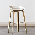 Modern Bar Stools With Wooden And Metal Legs White And Brown Seats