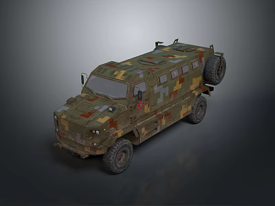 Heavy Duty Military Armored Vehicle With Camouflage Paint And Off Road Tires 3d model