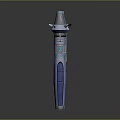 Futuristic Sci-Fi Weapon With Long Cylindrical Body Blue Black Metallic Design And Spiked Top