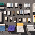 Collection of Various Household Appliances Featuring Water Heaters Electric Meters Solar Panels and Radiators