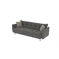 Modern Gray Textured Sofa With Throw Pillows And Black Legs Design 3d model