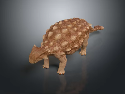 Realistic Detailed Brown Armored Ankylosaurus Dinosaur Model With Spikes On Dark Background 3d model