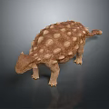Realistic Detailed Brown Armored Ankylosaurus Dinosaur Model With Spikes On Dark Background