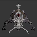 Mysterious Horned Creature Character With Skull Head And Spiked Armor