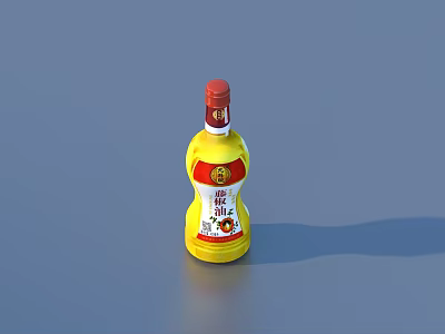 Yellow Kitchen Soy Sauce Bottle with Red Cap and Chinese Label 3d model