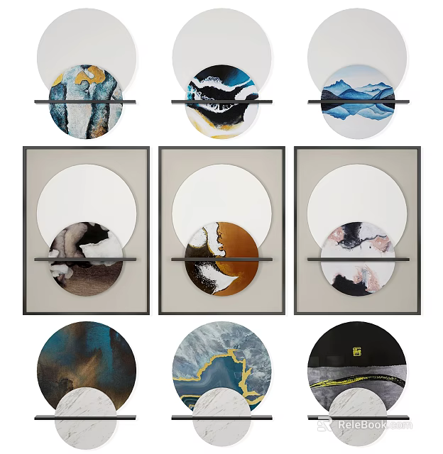 Elegant Round Wall Decor Collection With Artistic Patterns And Abstract Designs 3d model 