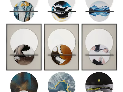 Elegant Round Wall Decor Collection With Artistic Patterns And Abstract Designs 3d model