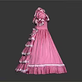Women's Pink Ruffled Dress With Bow Accent And Layered Skirt Design
