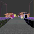 Outdoor Canopy Covered Bicycle Parking With Green Trees Lawn Brick Path And People Walking