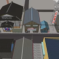 Traditional Commercial Street With Japanese Style Buildings And Shop Signboards