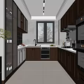 Modern Open Concept Kitchen Interior Design With Island Counter And Appliances 3d model