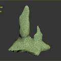 Natural Green Stone Sculpture with Cracked Texture and Irregular Rock Shape Design