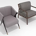 Modern Gray Fabric Chairs with Wooden Frame and Metal Legs Design