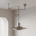 Minimalist Modern Chandelier With Layered Shade And Silver Metal Frame In White Room