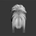 White Twisted Hair Wrapping Human Head Featuring Smooth Texture And Dark Background Reflection 3d model