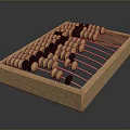 Traditional Wooden Abacus With Black And Brown Beads In Wooden Frame