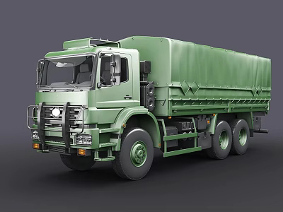 Green Cargo Truck With Canvas Covered Bed And Front Grille Design 3d model Green Cargo Truck With Canvas Covered Bed And Front Grille Design 3d model
