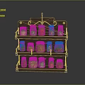 Wooden Spice Rack Storage Organizer With Glass Jars And Colorful Spices