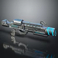 Futuristic Sci Fi Weapon With Blue Glowing Accents And Metallic Structure 3d model