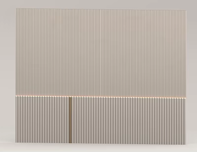 Modern Vertical Striped Accent Wall With Layered Design And LED Strip Lighting 3d model