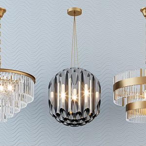 Modern crystal lamp fashion simple metal chandelier combination 3d model