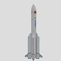 Tall White Chinese Space Rocket With China Aerospace Logo And Red Markings