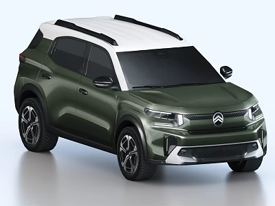 Modern Green SUV With White Roof Citroen Front Grille And Black Alloy Wheels 3d model