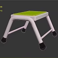 Modern Simple Stool With White Frame Green Seat And Black Non Slip Feet