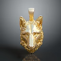 Stylish Golden Wolf Head Pendant With Detailed Design For Fashion Accessory